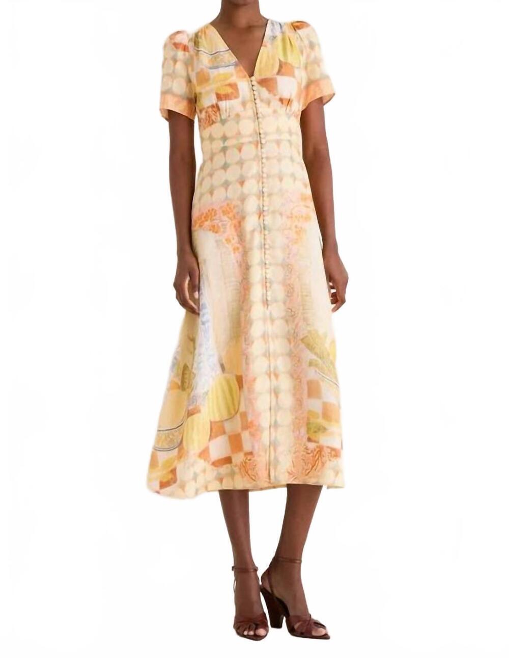 NEW HUNTER BELL larson midi dress in still life symphony